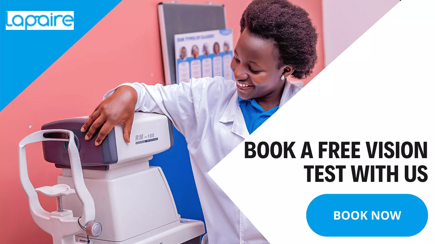 Book a free vision test in africa at Lapaire glasses
